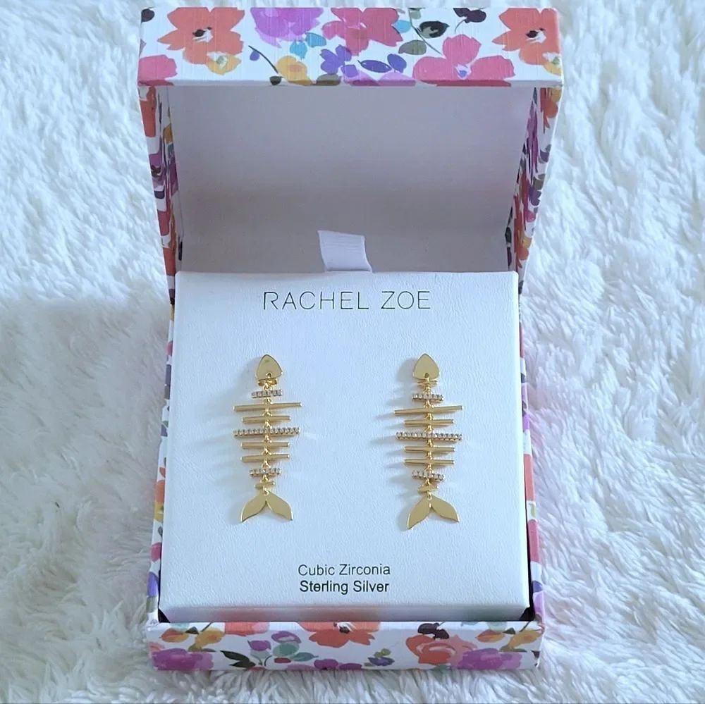 Rachel ZoeโGold๐ Fish๐ Bone๐ฆด Earrings - NIB
